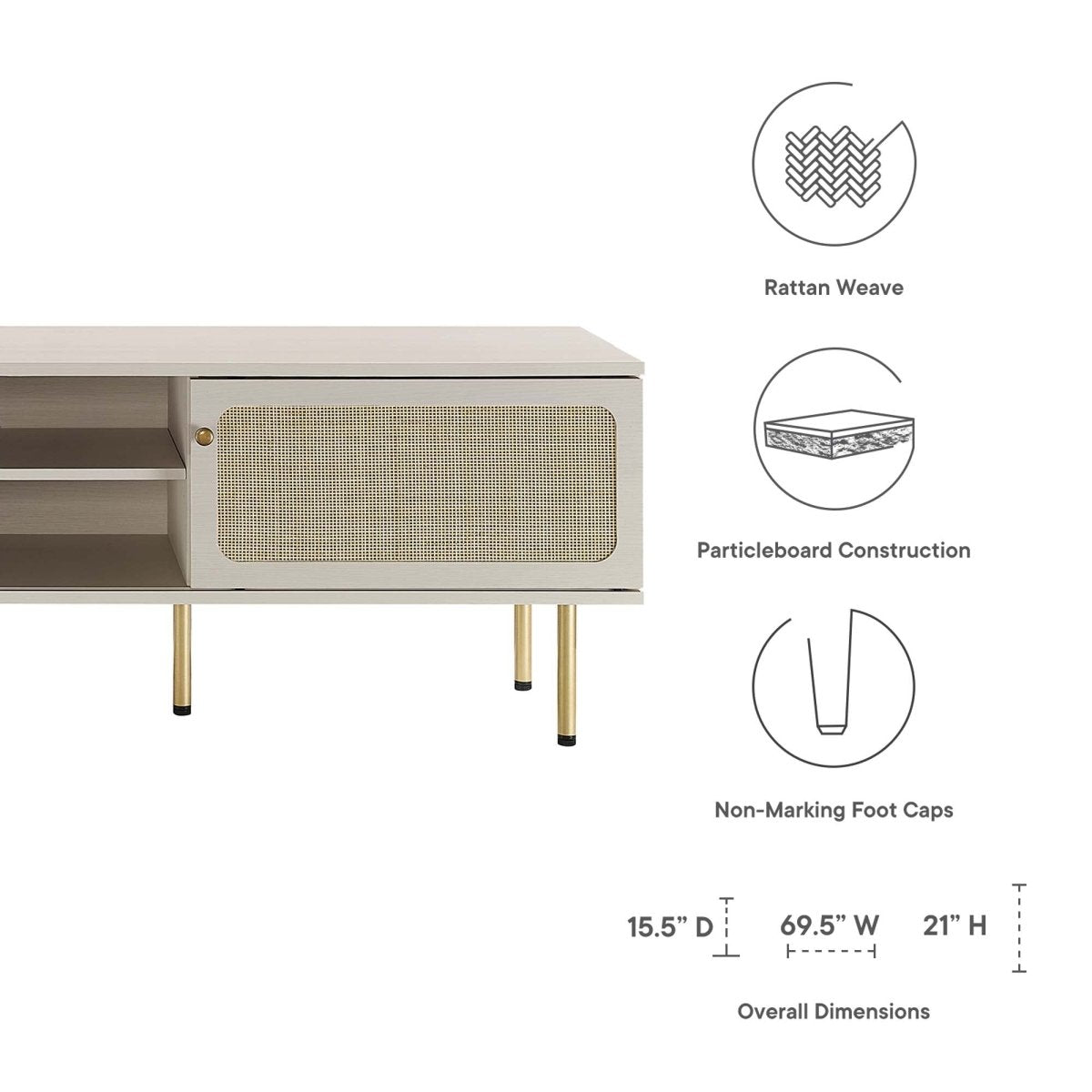 70 Inch Modern Rattan Sliding Door TV Stand - TV Stands available at Alpine Outlets in Denver