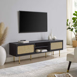 70 Inch Modern Rattan Sliding Door TV Stand - TV Stands available at Alpine Outlets in Denver