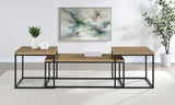 Straden 3-Piece Coffee Table Set, Mango Wood and Black Metal