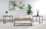 Straden 3-Piece Coffee Table Set, Mango Wood and Black Metal