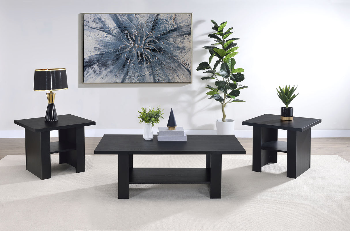 Rodez 3-Piece Black Coffee Table Set with Storage