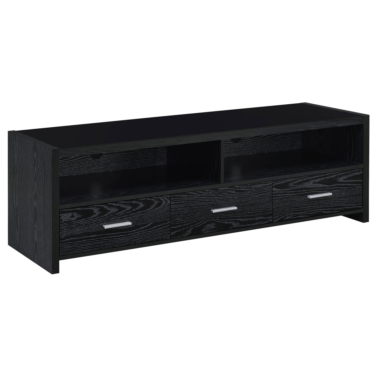 Alton 3-Drawer TV Stand, Black Oak - 61 Inches