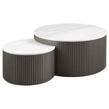 Charcoal MDF & Marble Nesting Coffee Table Set