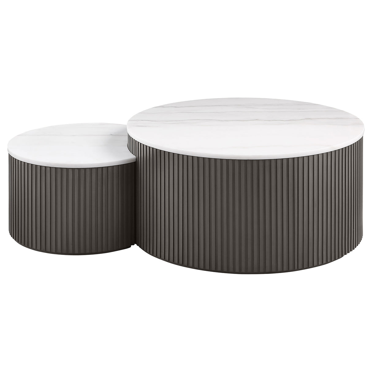 Charcoal MDF & Marble Nesting Coffee Table Set
