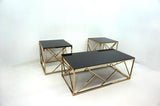 Gold Metal and Glass Coffee Table and End Table Set