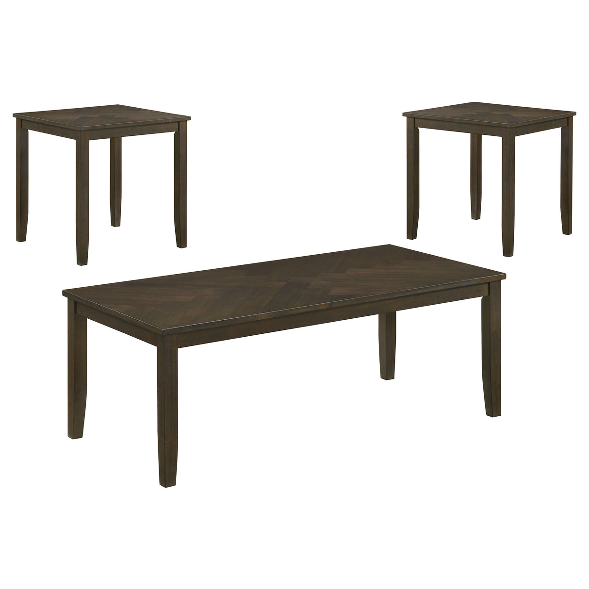 Dark Brown Acacia Veneer Coffee Table 3-Piece Set