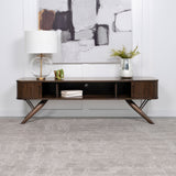 Valna Wood 71-inch TV Stand with Sliding Doors Walnut