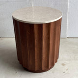 Mango Wood & Marble End Table in Brown and White