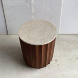 Mango Wood & Marble End Table in Brown and White