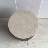 Mango Wood & Marble End Table in Brown and White