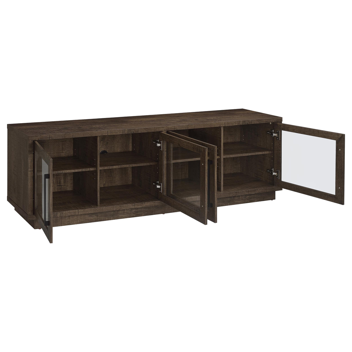 79" TV Stand with Glass Doors in Dark Rustic Mango