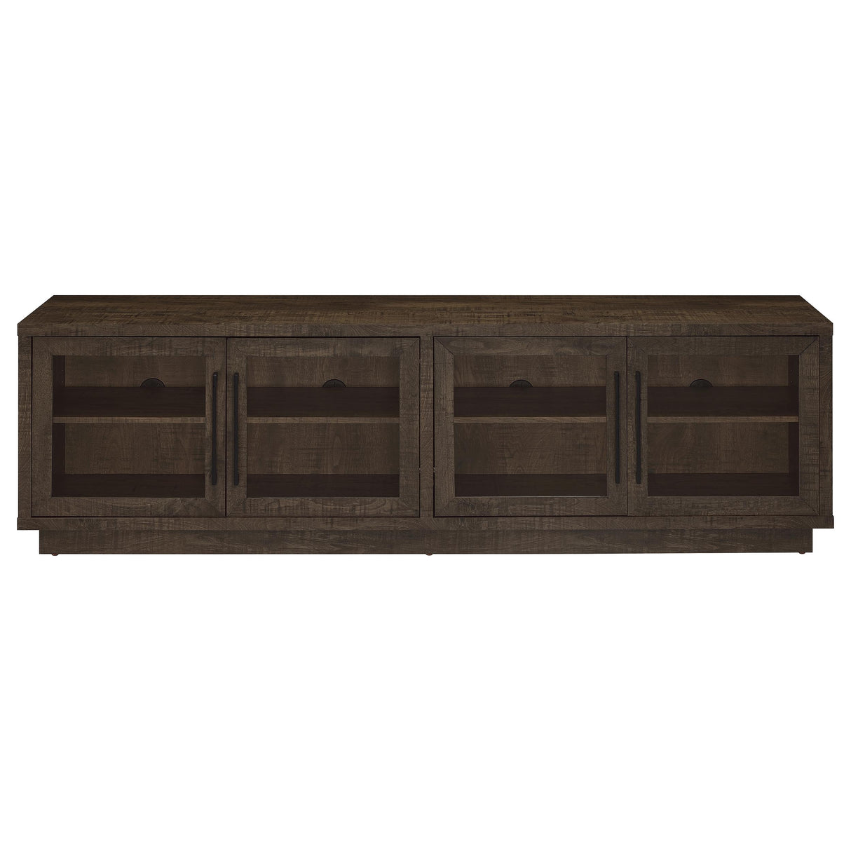 79" TV Stand with Glass Doors in Dark Rustic Mango