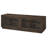 79" TV Stand with Glass Doors in Dark Rustic Mango