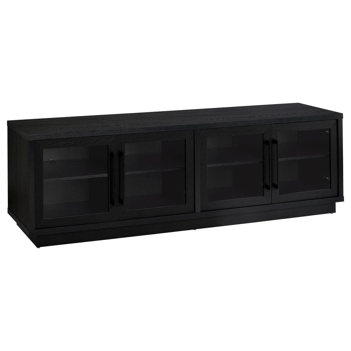 79" Black Glass & MDF TV Stand with Soft-Close Doors