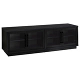 79" Black Glass & MDF TV Stand with Soft-Close Doors