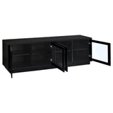 79" Black Glass & MDF TV Stand with Soft-Close Doors