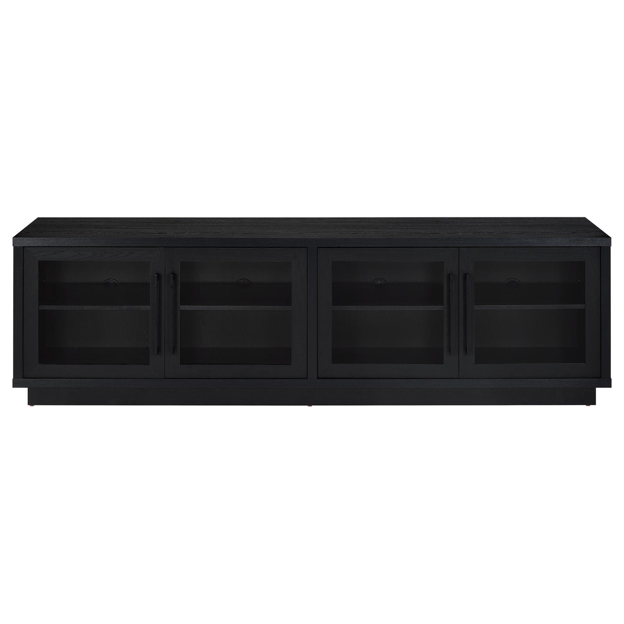 79" Black Glass & MDF TV Stand with Soft-Close Doors