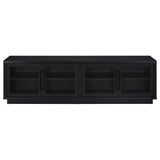 79" Black Glass & MDF TV Stand with Soft-Close Doors