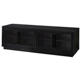 79" Black Glass & MDF TV Stand with Soft-Close Doors