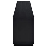 79" Black Glass & MDF TV Stand with Soft-Close Doors