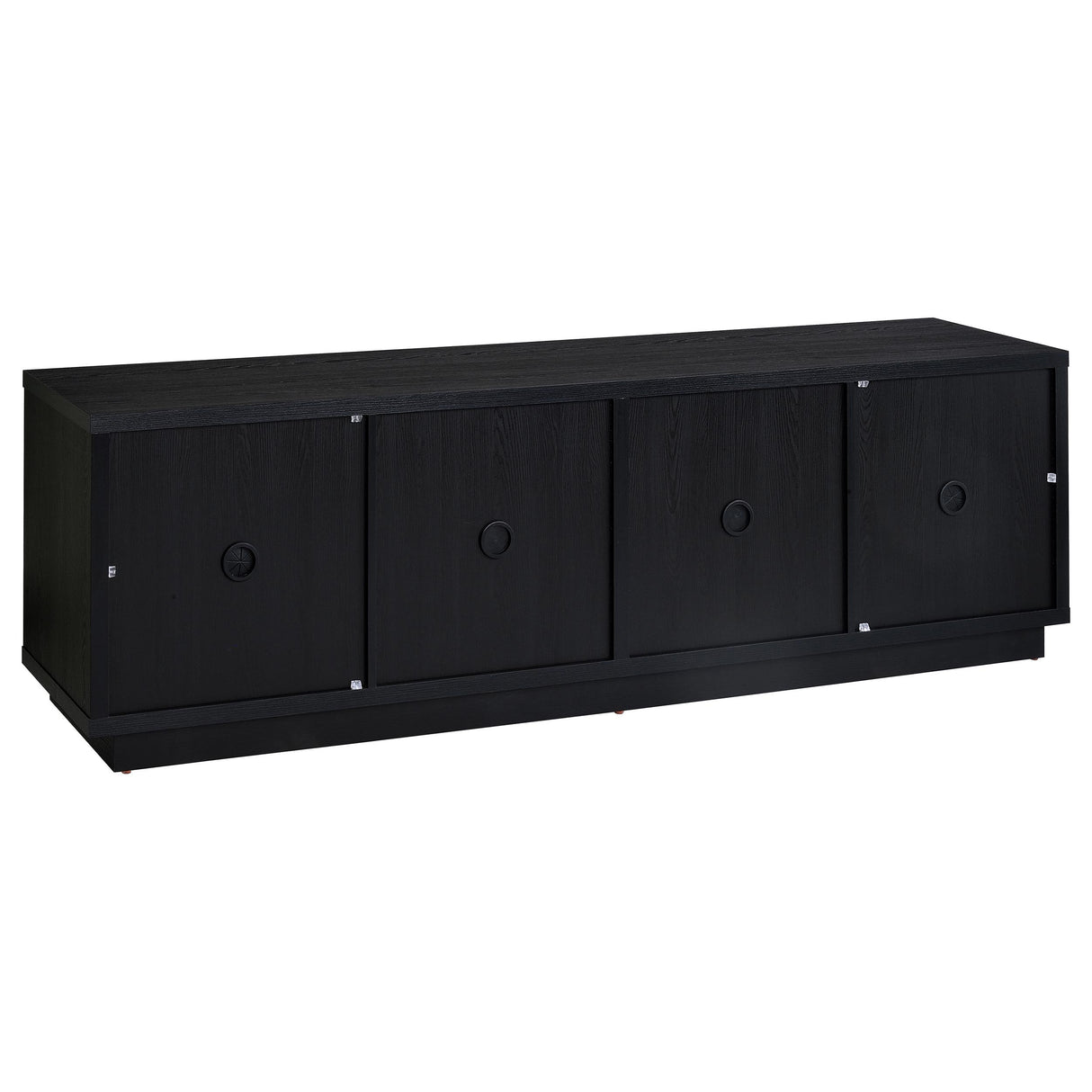 79" Black Glass & MDF TV Stand with Soft-Close Doors