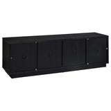 79" Black Glass & MDF TV Stand with Soft-Close Doors