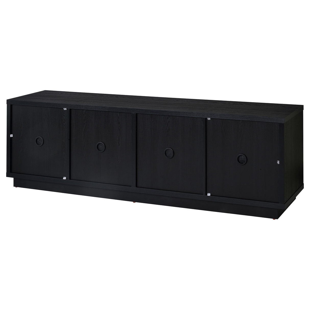79" Black Glass & MDF TV Stand with Soft-Close Doors