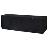 79" Black Glass & MDF TV Stand with Soft-Close Doors
