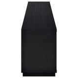 79" Black Glass & MDF TV Stand with Soft-Close Doors