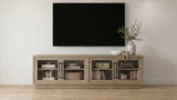 79" Latte Melamine TV Stand with Glass Doors