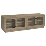 79" Latte Melamine TV Stand with Glass Doors
