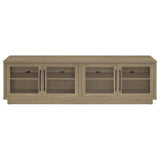 79" Latte Melamine TV Stand with Glass Doors