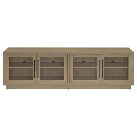 79" Latte Melamine TV Stand with Glass Doors