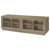79" Latte Melamine TV Stand with Glass Doors