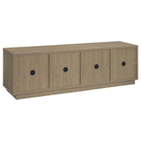 79" Latte Melamine TV Stand with Glass Doors