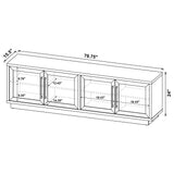 79" Latte Melamine TV Stand with Glass Doors