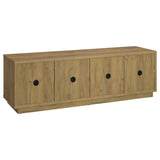 79" Golden Oak TV Stand with Glass Doors and Storage