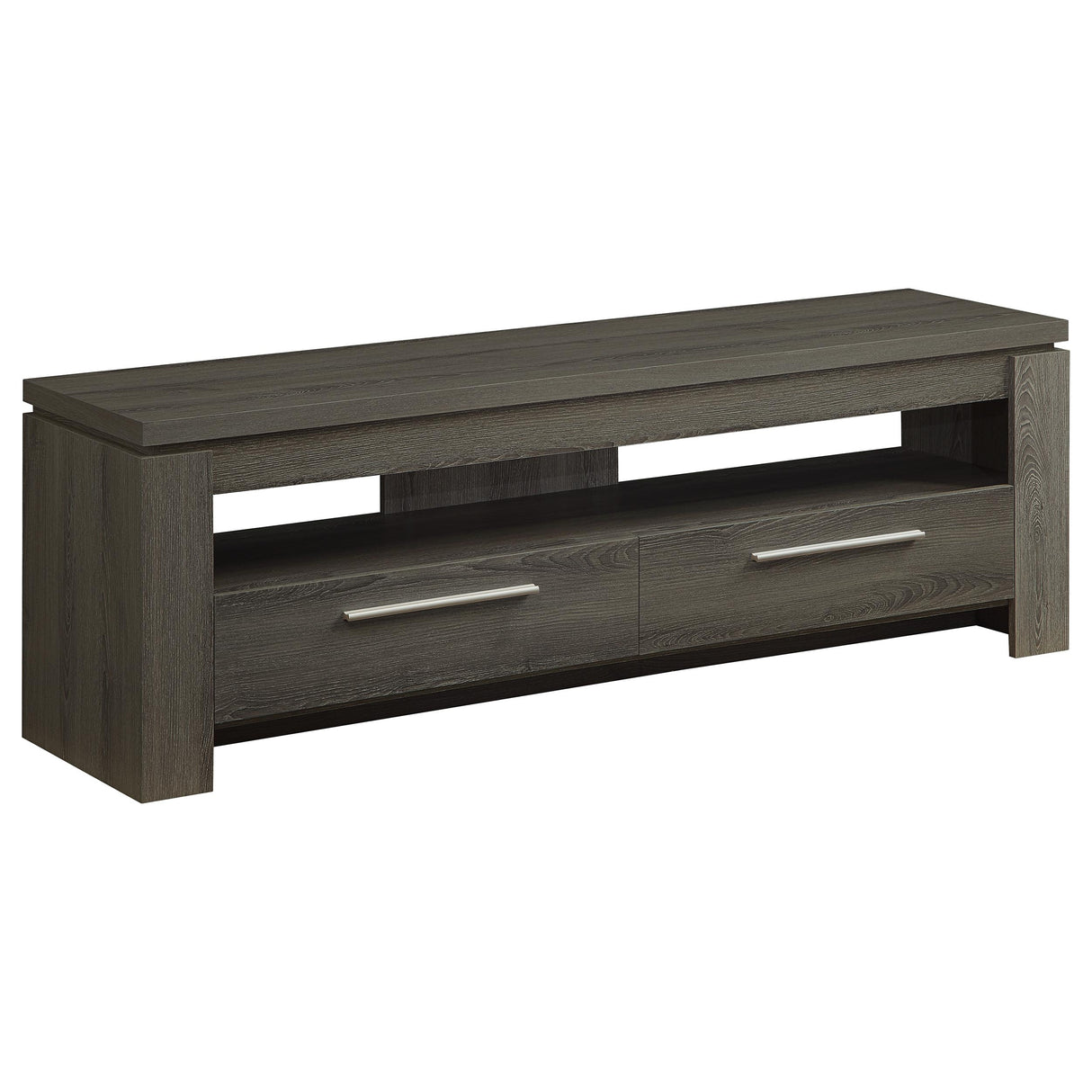 Elkton 2-Drawer Engineered Wood TV Stand, Weathered Grey
