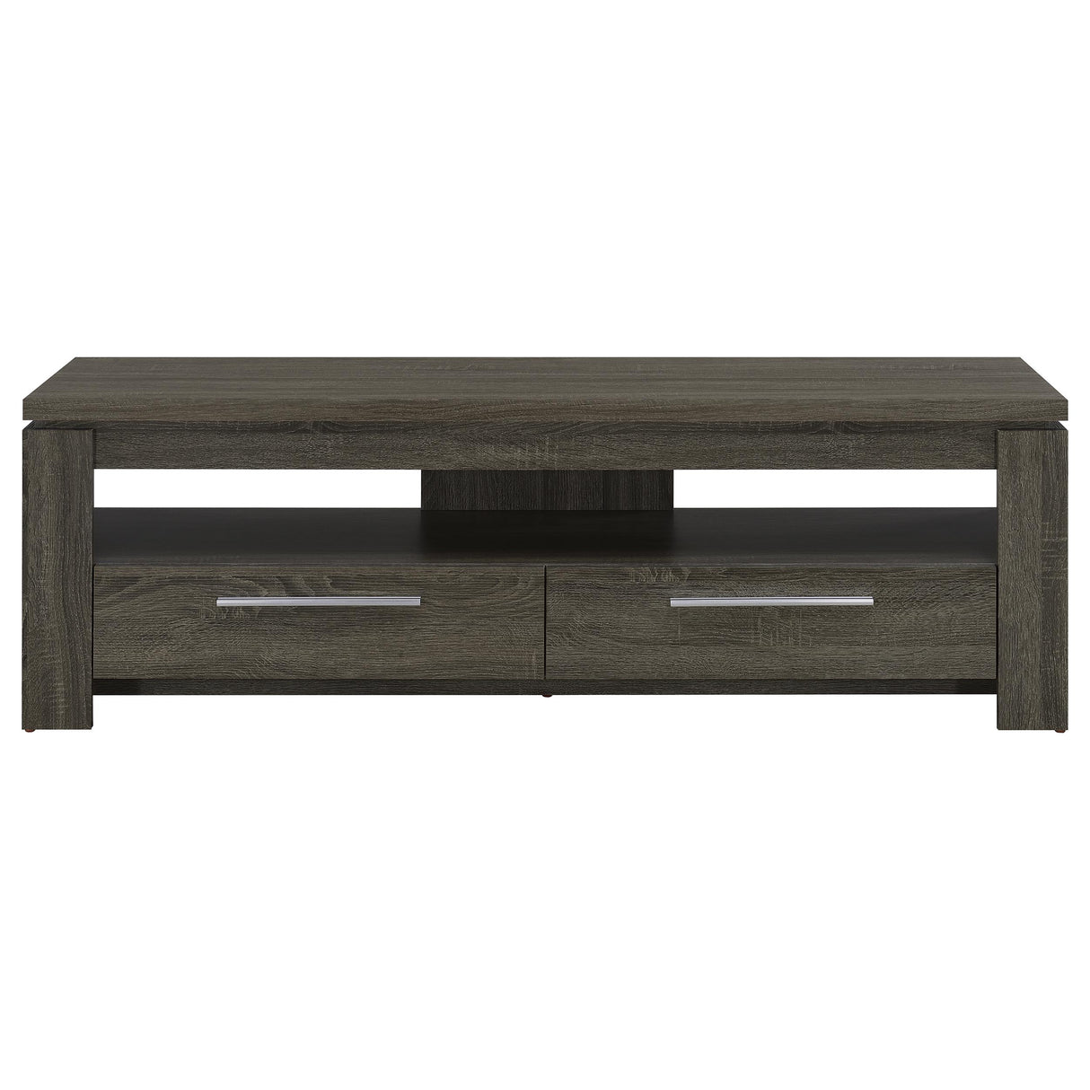 Elkton 2-Drawer Engineered Wood TV Stand, Weathered Grey