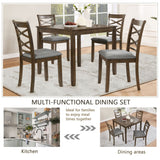 5 Piece Dining Table Set & 4 Chairs - Walnut