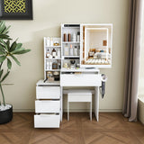 Modern Vanity Desk With 3 LED Lighting Modes, 4 Drawers