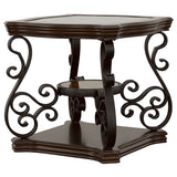 Laney 1-Shelf Glass Top Square End Table Deep Merlot