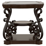Laney 1-Shelf Glass Top Square End Table Deep Merlot