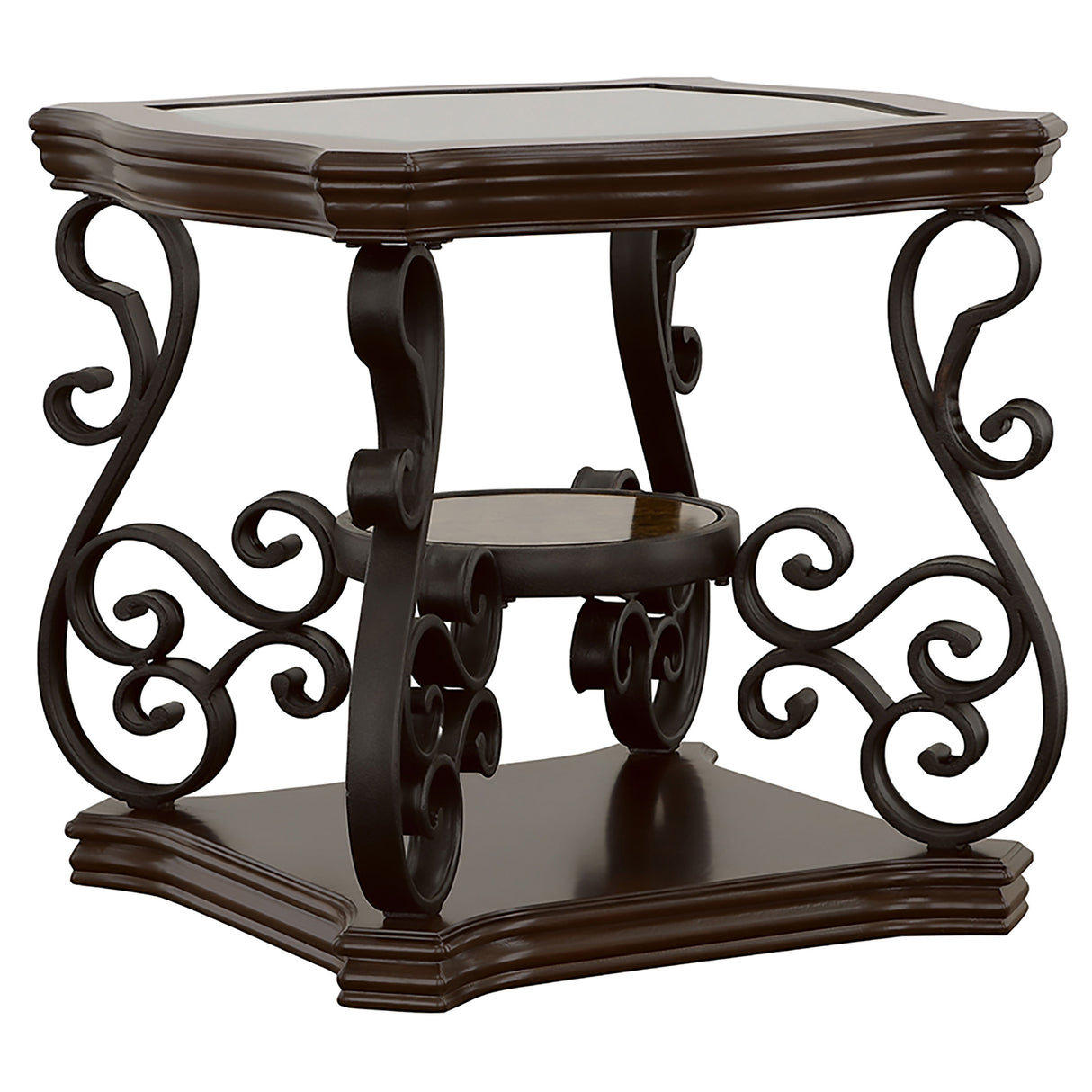 Laney 2-Piece Glass Top Coffee and End Table Set Dark Merlot