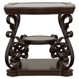 Laney 2-Piece Glass Top Coffee and End Table Set Dark Merlot