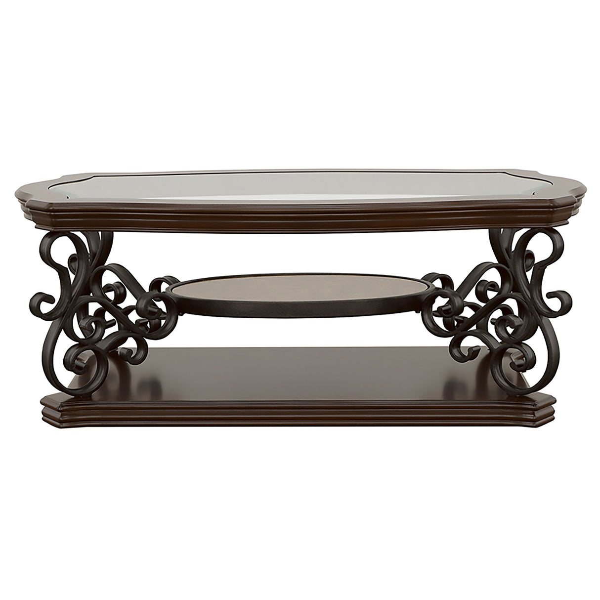 Laney 2-Piece Glass Top Coffee and End Table Set Dark Merlot