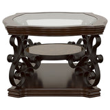 Laney 2-Piece Glass Top Coffee and End Table Set Dark Merlot