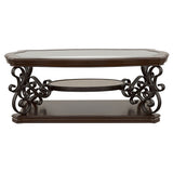 Laney 1-Shelf Glass Top Coffee Table, Dark Merlot