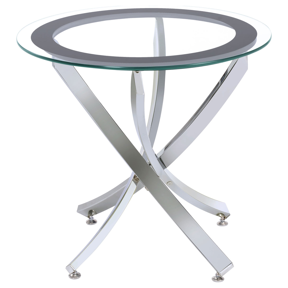 Brooke Round Glass Top Side Table with Chrome Metal Base