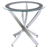 Brooke Round Glass Top Side Table with Chrome Metal Base
